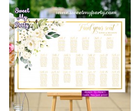 Ivory Roses Seating Chart,Cream Roses Seating Plan,(123aw)